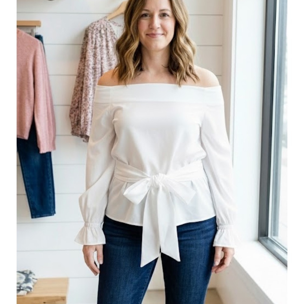 New Listicle White Blouse with Tie-Front